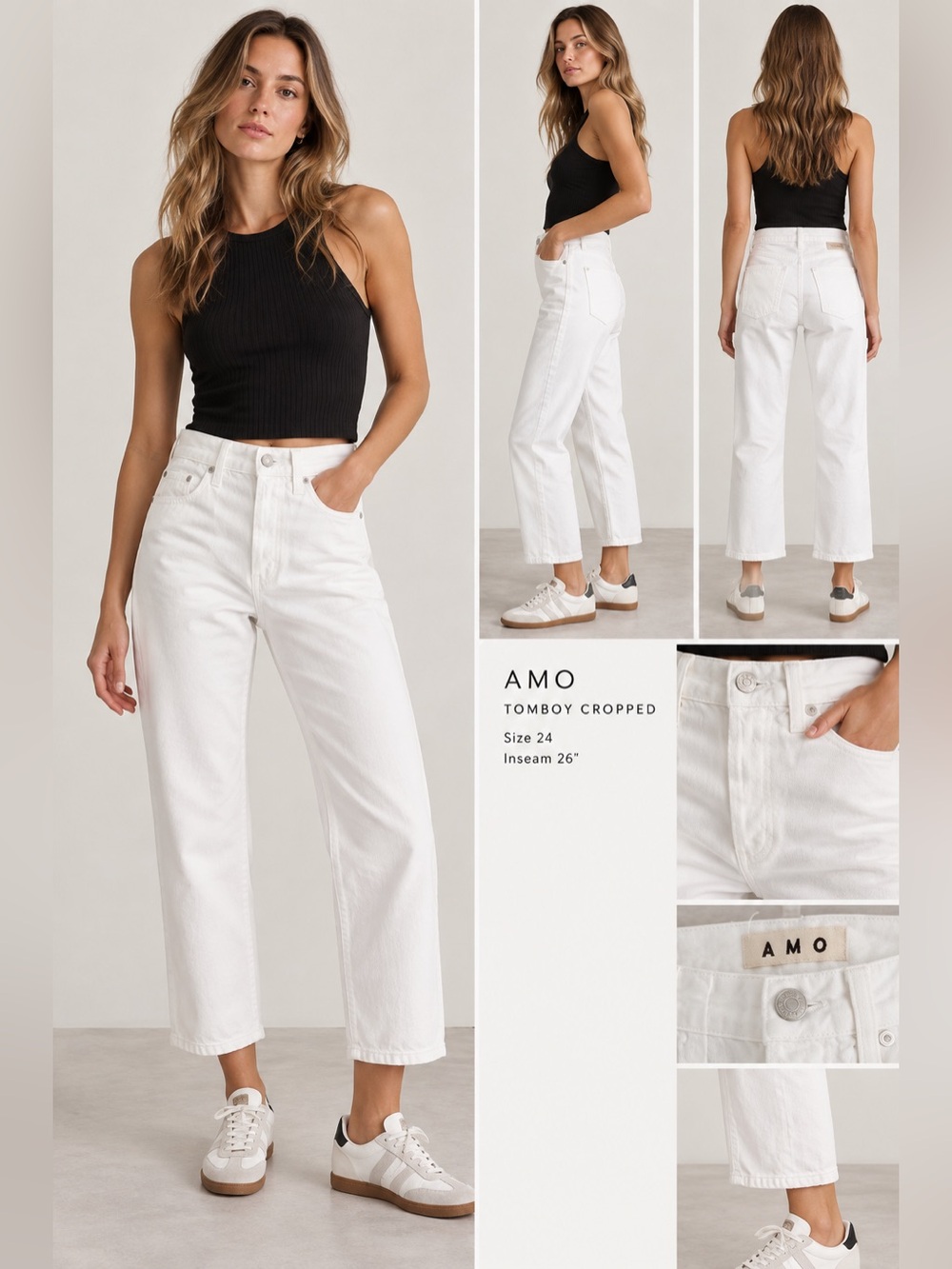 AMO White Tomboy crop jeans